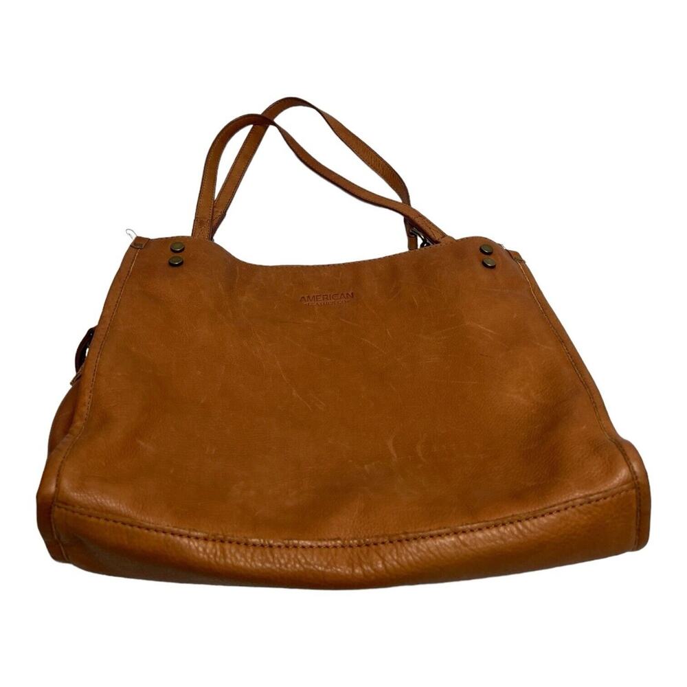 American Leather Co Handbag Cameron Purse Brandy Brown Double Strap